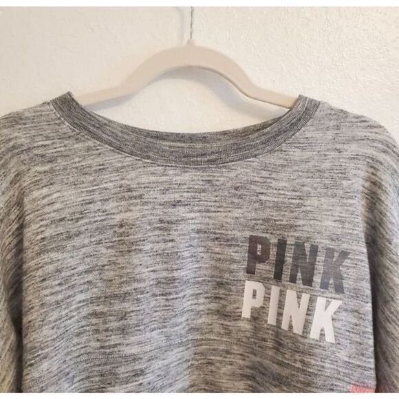 VICTORIA'S SECRET PINK Grey Marbled Sweatshirt w/Pink Venting Size XS - Picture 2 of 8